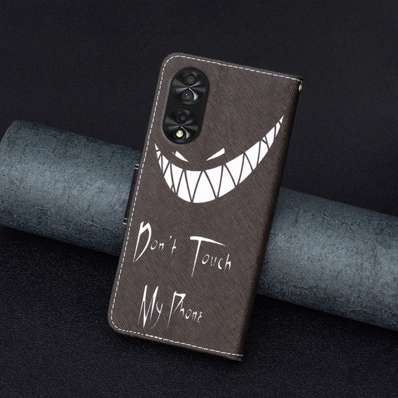 Откидной чехол для TCL 40 NxtPaper, Wallet, Don't Touch My Phone чёрный