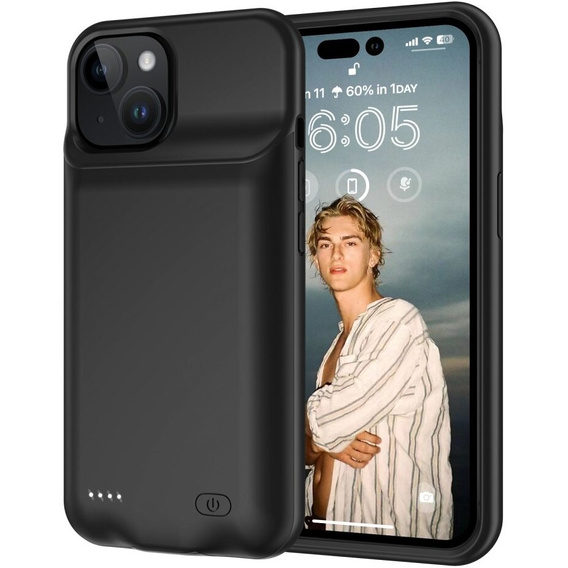 Чехол-аккумулятор 8500 мАч для iPhone 15 Plus, черный