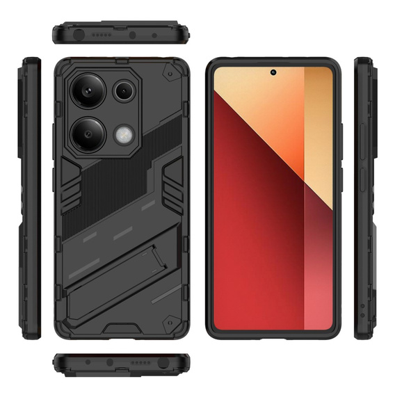 Чехол для Xiaomi Redmi Note 13 Pro 4G / Xiaomi Redmi Note 14S / Xiaomi Poco M6 Pro 4G, Military kickstand, чёрный