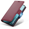 Чехол для Oppo Reno 14 F / 14 FS, ERBORD Glossy Litchi, кошелек с клапаном, красный