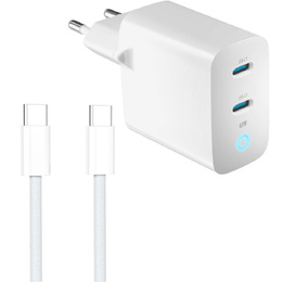 Зарядное устройство Forcell 65W GaN 2x USB C 1x USB A , White