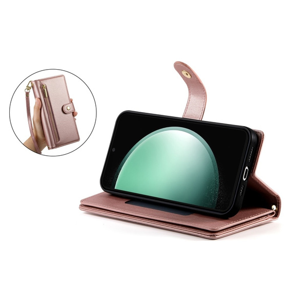Чохол-книжка для Samsung Galaxy S24 FE, Wallet Zipper Pocket, рожевий