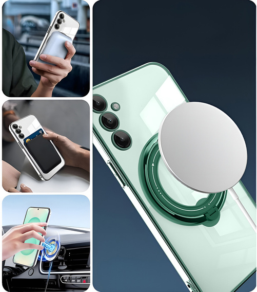 Магнитный чехол для Samsung Galaxy S25+ Plus, для MagSafe, зелёный
