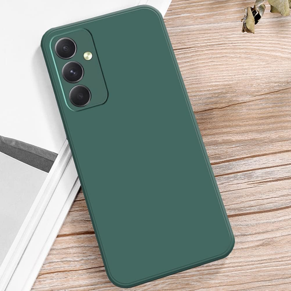 Чехол для Samsung Galaxy A15, Silicone Lite, тёмно-зелёный + 9H стекло