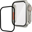 2в1 чехол и защитное стекло для часов Apple Watch 7/8 45MM, Silver/Orange