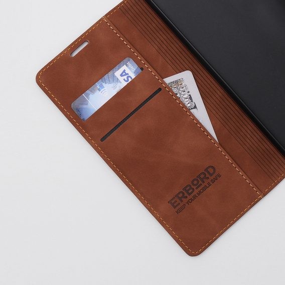 Чохол для OnePlus 11 5G, ERBORD Vintage, гаманець з клапаном, коричневий