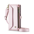 Чехол CASEME для Samsung Galaxy S24 FE, RFID Leather Wallet, с плечевым ремнем, розовый