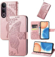 Откидной чехол для Vivo V50 Lite 4G / 5G, Butterfly, розовый rose gold