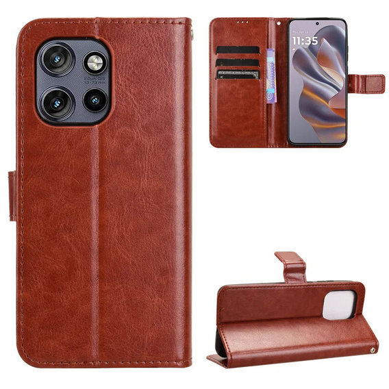 Футляр з клапаном для Motorola Edge 50 Neo / Motorola ThinkPhone 25, Crazy Horse Wallet, коричневий