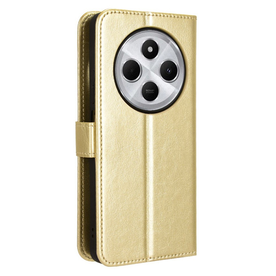 Футляр з клапаном для Xiaomi Redmi 14C / Xiaomi Poco C75, Crazy Horse Wallet, золотий