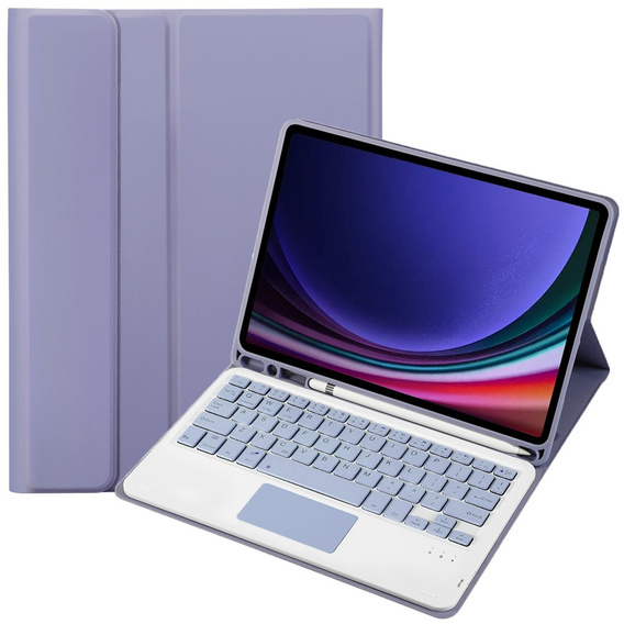 Чехол + клавиатура Samsung Galaxy Tab S9, Leather Pen Slot TouchPad, фиолетовый