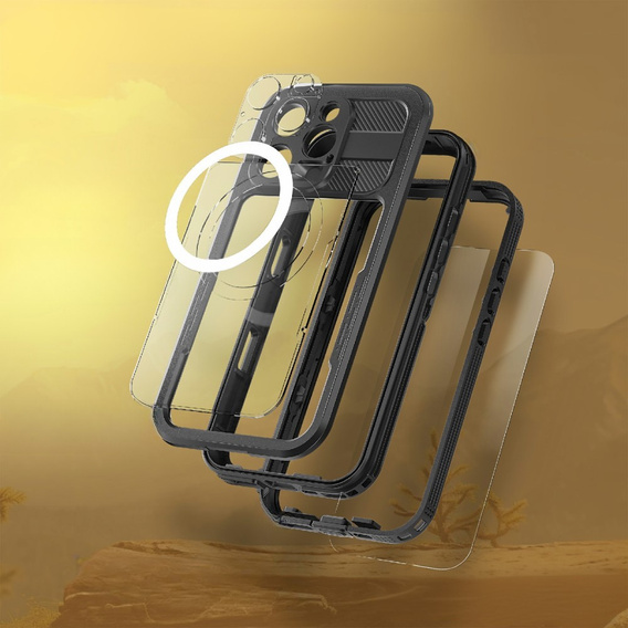 IP68 Водонепроницаемый чехол для iPhone 16 Pro, SHELLBOX MagSafe, чёрный