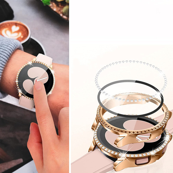 2в1 чехол и защитное стекло для часов Samsung Galaxy Watch 5 44mm, Pink 