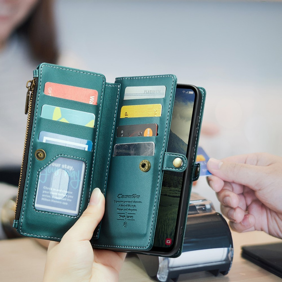 Чохол CASEME для Samsung Galaxy A56 5G, RFID Leather Wallet з плечовим ременем, зелений