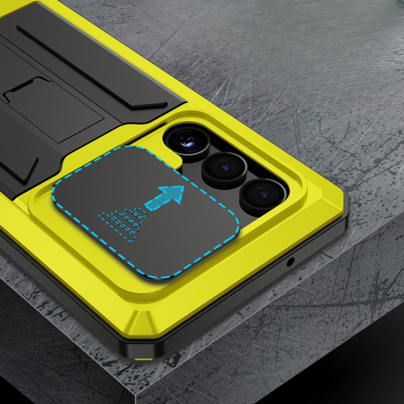 Бронированный чехол для Samsung Galaxy S23 Ultra, R-JUST CamShield Slide, жёлтый