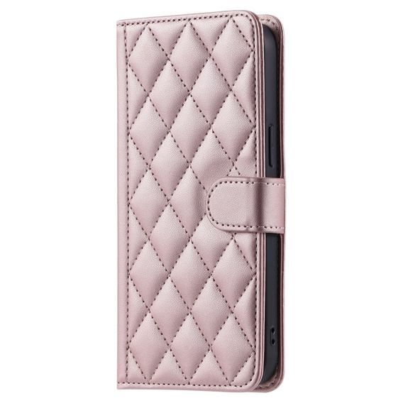 чехол-крышка для Samsung Galaxy A55 5G, Rhombus Crossbody Leather, розовый rose gold