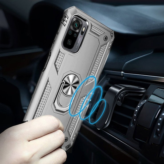 Броньований Чoхол до Xiaomi Redmi Note 10/10S, Nox Case Ring, сріблястий