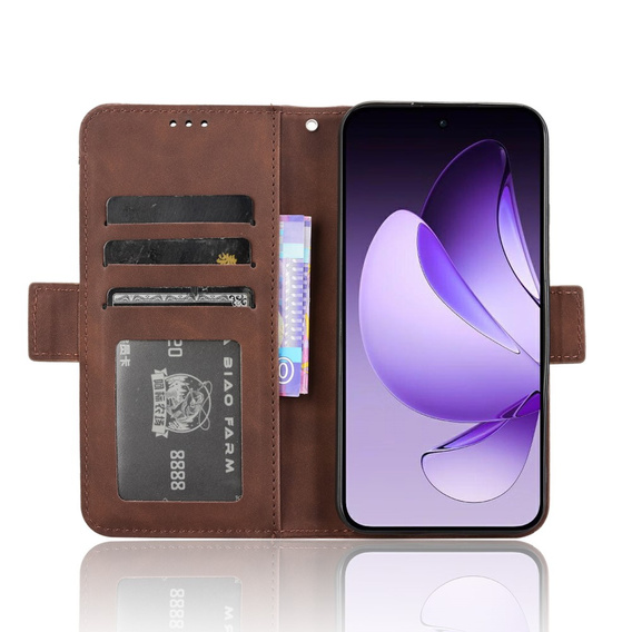 Футляр з клапаном для Oppo Reno 13, Card Slot, коричневий
