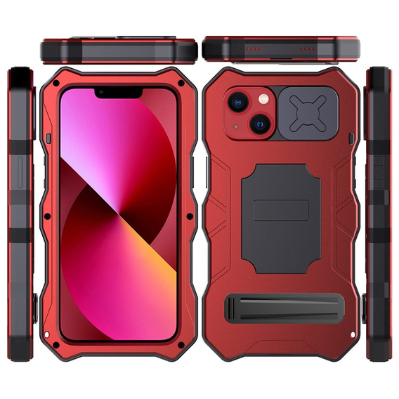 Бронированный чехол для iPhone 14,Metal Kickstand, красный