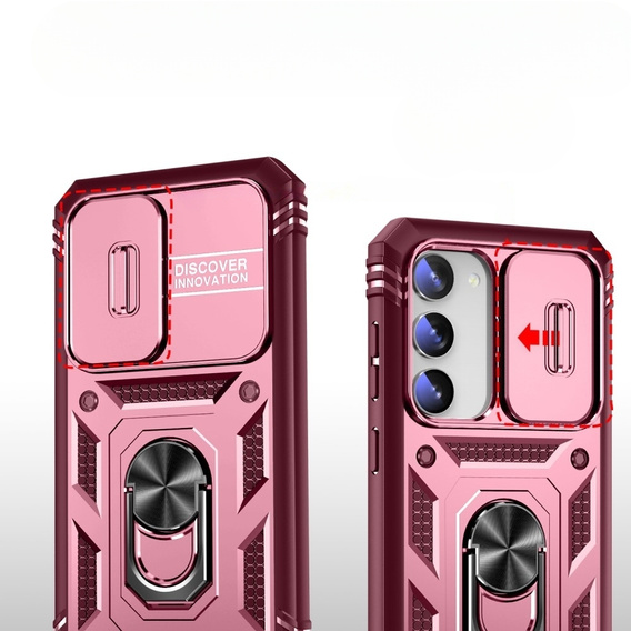Чехол NOX Camera Slide Samsung Galaxy S23 Plus, CamShield Slide, розовый / красный