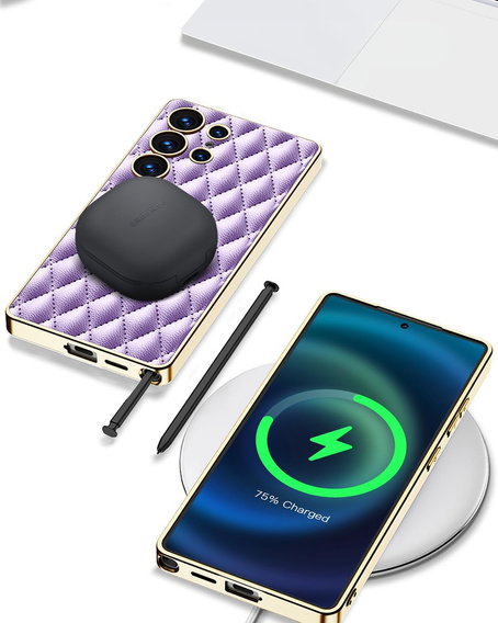 Чохол для Samsung Galaxy S25 Ultra, Leather Rhombus, фіолетовий