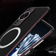 Чехол для Huawei P60 / P60 Pro магнитный металлический Magsafe, черный / красный
