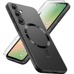 Чохол для Samsung Galaxy A56, ColorMag, для MagSafe, чорний + загартоване скло 9H