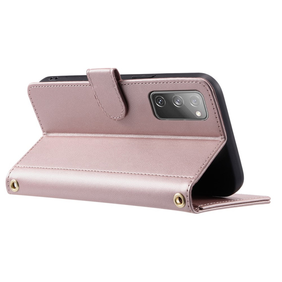 чехол-крышка для Samsung Galaxy S20 FE, Rhombus Crossbody Leather, розовый rose gold