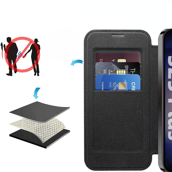Чохол-книжка для Samsung Galaxy S25+ Plus, RFID Rhombus Wallet MagSafe CamShield, чорний