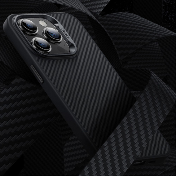 Чехол BENKS Kevlar для iPhone 15 Pro Max, для MagSafe, Carbon Fiber, чёрный