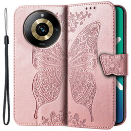 Чохол-книжка для Realme 11 Pro / 11 Pro +, Butterfly, рожевий rose gold