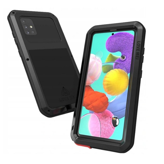 Чехол Love Mei до Samsung Galaxy A51, armored with glass, чёрный
