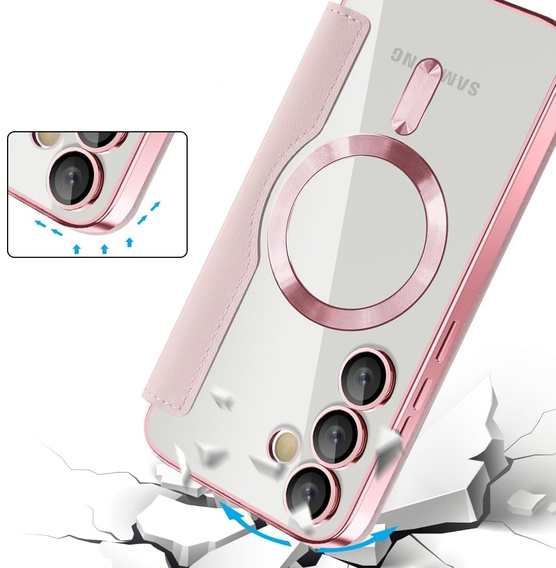 Чохол-книжка для Samsung Galaxy S25 FE, RFID Wallet MagSafe CamShield, рожевий