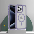 Чехол с рамкой для iPhone 14 Pro, для MagSafe, прозрачный / фиолетовый
