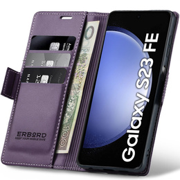 Чохол для Samsung Galaxy S23 FE, ERBORD Glossy Litchi, гаманець з клапаном, фіолетовий
