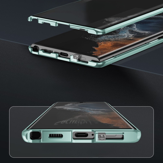 Чехол для Samsung Galaxy S23 Ultra, Magnetic Dual Glass, зелёный