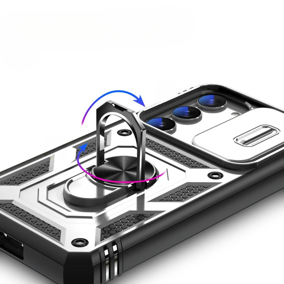 Чехол NOX Camera Slide Samsung Galaxy S23, CamShield Slide, CamShield Slide, белый / чёрный