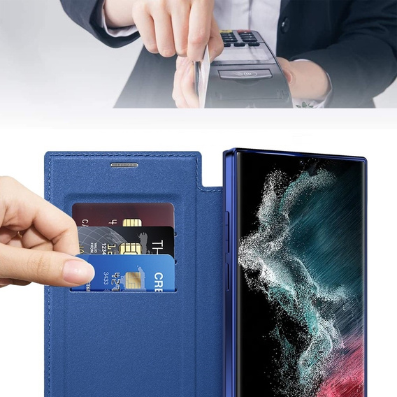 Чохол-книжка для Samsung Galaxy S22 Ultra 5G, RFID Wallet MagSafe CamShield, темно-синій