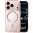 Чехол для iPhone 16 Pro Max, ERBORD Glitter MagSafe, прозрачный + стекло для экрана