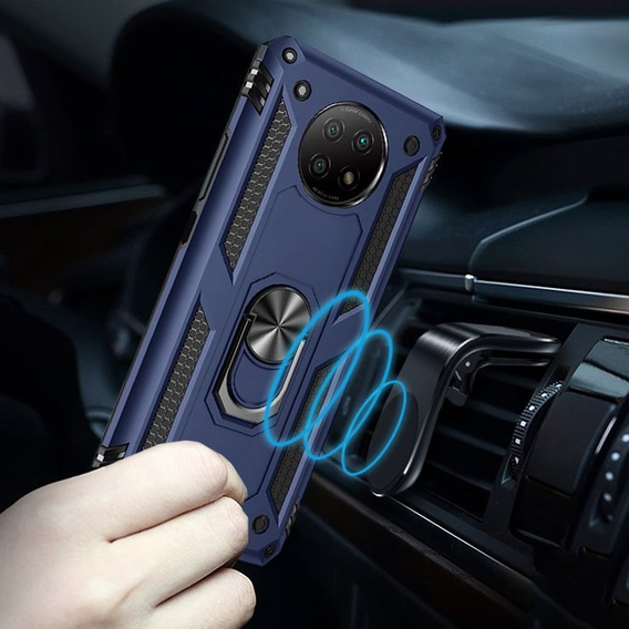 Бронированный Чехол до Xiaomi Redmi Note 9T 5G, Nox Case Ring, синий
