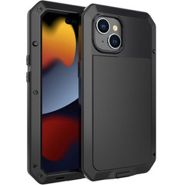 Чехол для iPhone 15, бронированный, со встроенным стеклом, чёрный