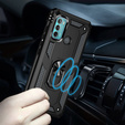 Бронированный Чехол до Motorola Moto G60, Nox Case Ring, чёрный