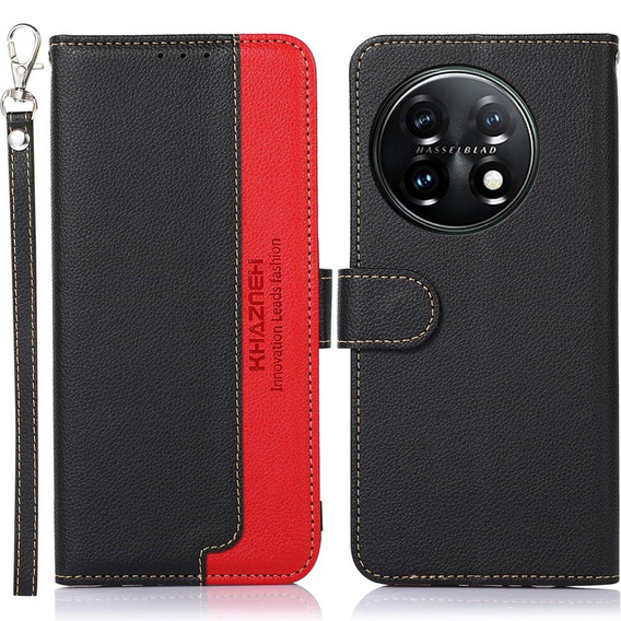 Чохол-книжка для OnePlus 11 5G, KHAZNEH RFID, Dual Color, чорний