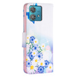 Откидной чехол для Motorola Edge 40 Neo, Wallet, butterfly & flowers, белый