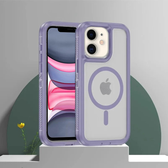 Чохол з рамкою для iPhone 11, для MagSafe, прозорий / фіолетовий