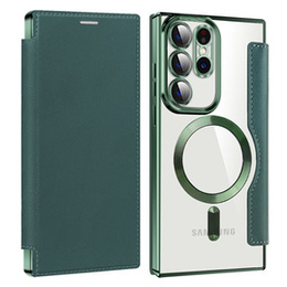 Чохол-книжка для Samsung Galaxy S23 Ultra, RFID Wallet MagSafe CamShield, зелений