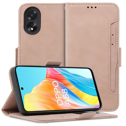 Откидной чехол для Oppo A58 4G, Card Slot, розовый