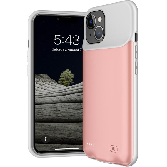 Чехол с батареей 6500mAh до iPhone 13, розовый