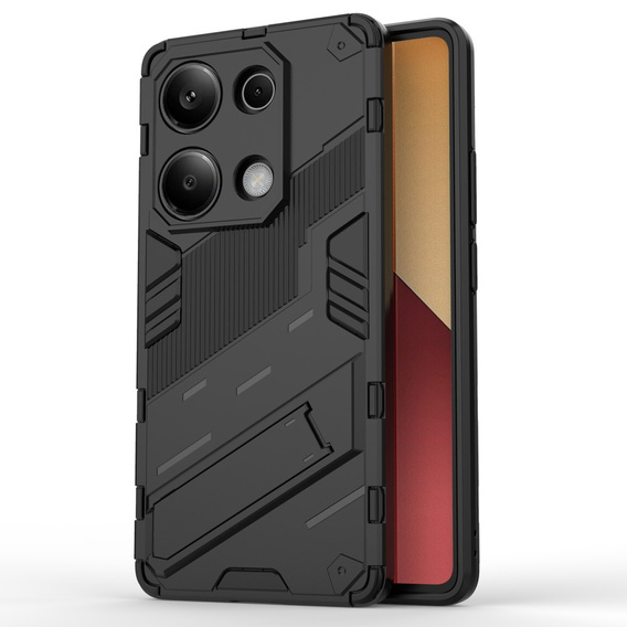 Чехол для Xiaomi Redmi Note 13 Pro 4G / Xiaomi Redmi Note 14S / Xiaomi Poco M6 Pro 4G, Military kickstand, чёрный