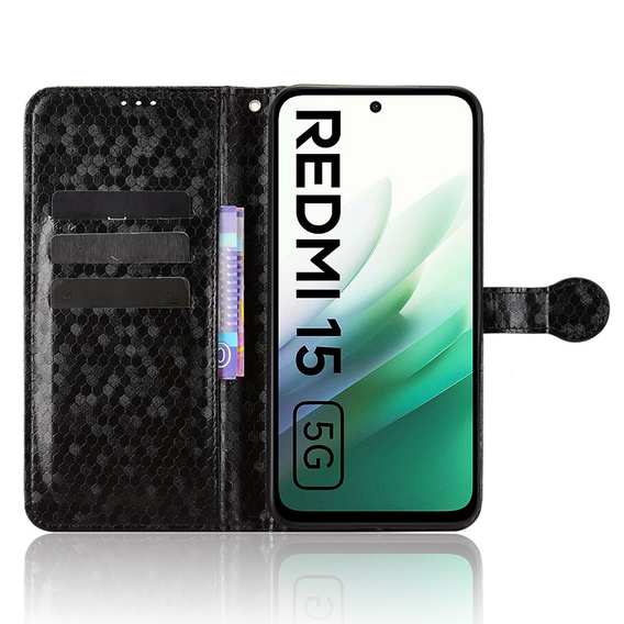 Чохол-розкладачка для Xiaomi Redmi 15 5G/4G, Wallet Rhombus, чорний